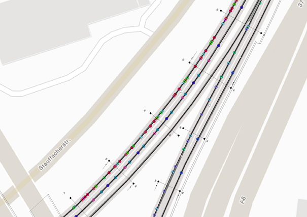 Figure 1: Integrity points from different train runs. Each point represents an integrity point and each colour shows a different train run.